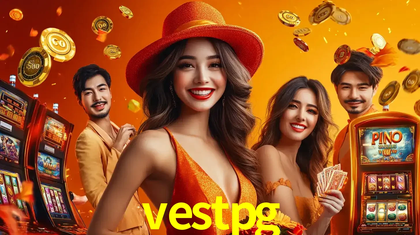 Grupo de amigos asiáticos sorrindo e se divertindo com máquinas de caça-níqueis em um ambiente festivo, celebrando suas vitórias nos jogos de cassino do vestpg.